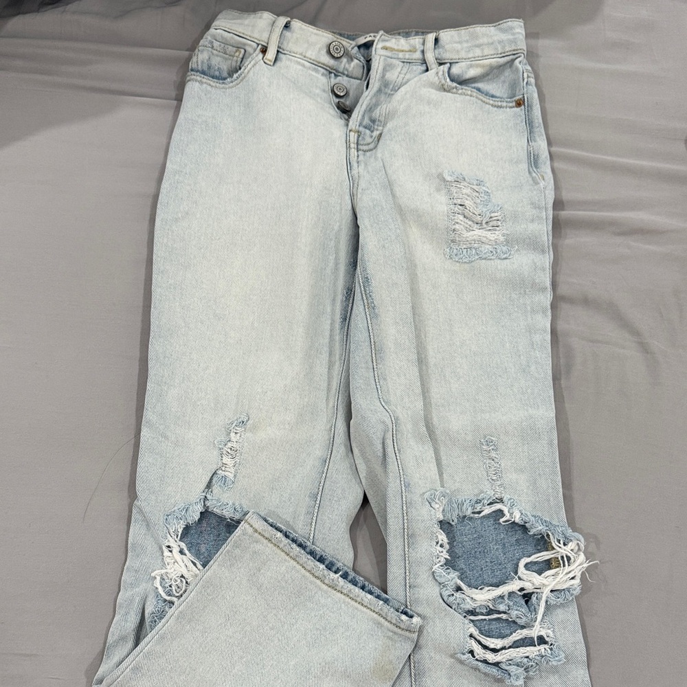 PacSun Light Blue Ripped High Rise Straight Jeans